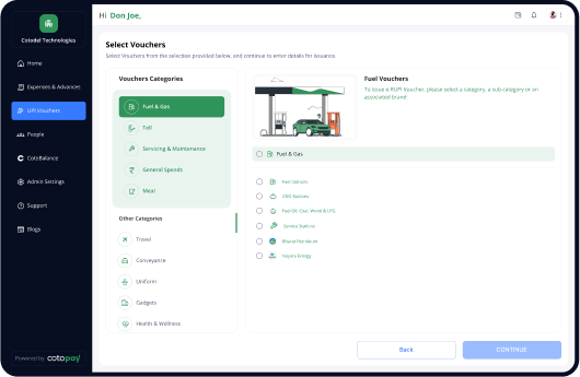 CotoPay Dashboard for UPI Vouchers
